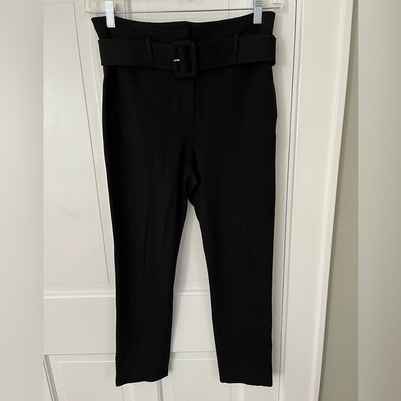 Theory Black Cigarette Camogie High Rise Belted Pants Size 6 Chic Elegant - Picture 2 of 12
